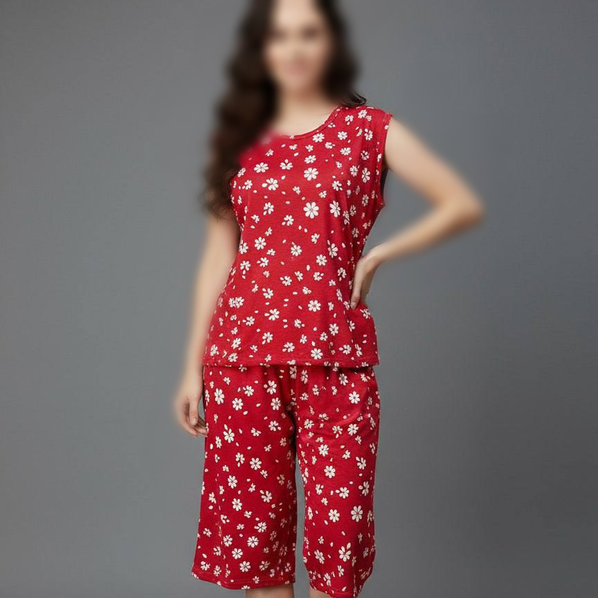 ست تاپ و شلوارک اسپان گل بابونه (پک 6 عددی)