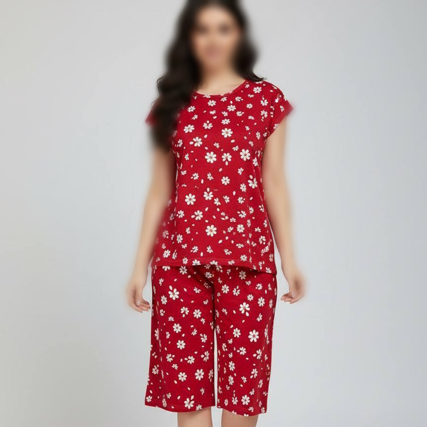 ست تاپ و شلوارک اسپان گل بابونه (پک 6 عددی)