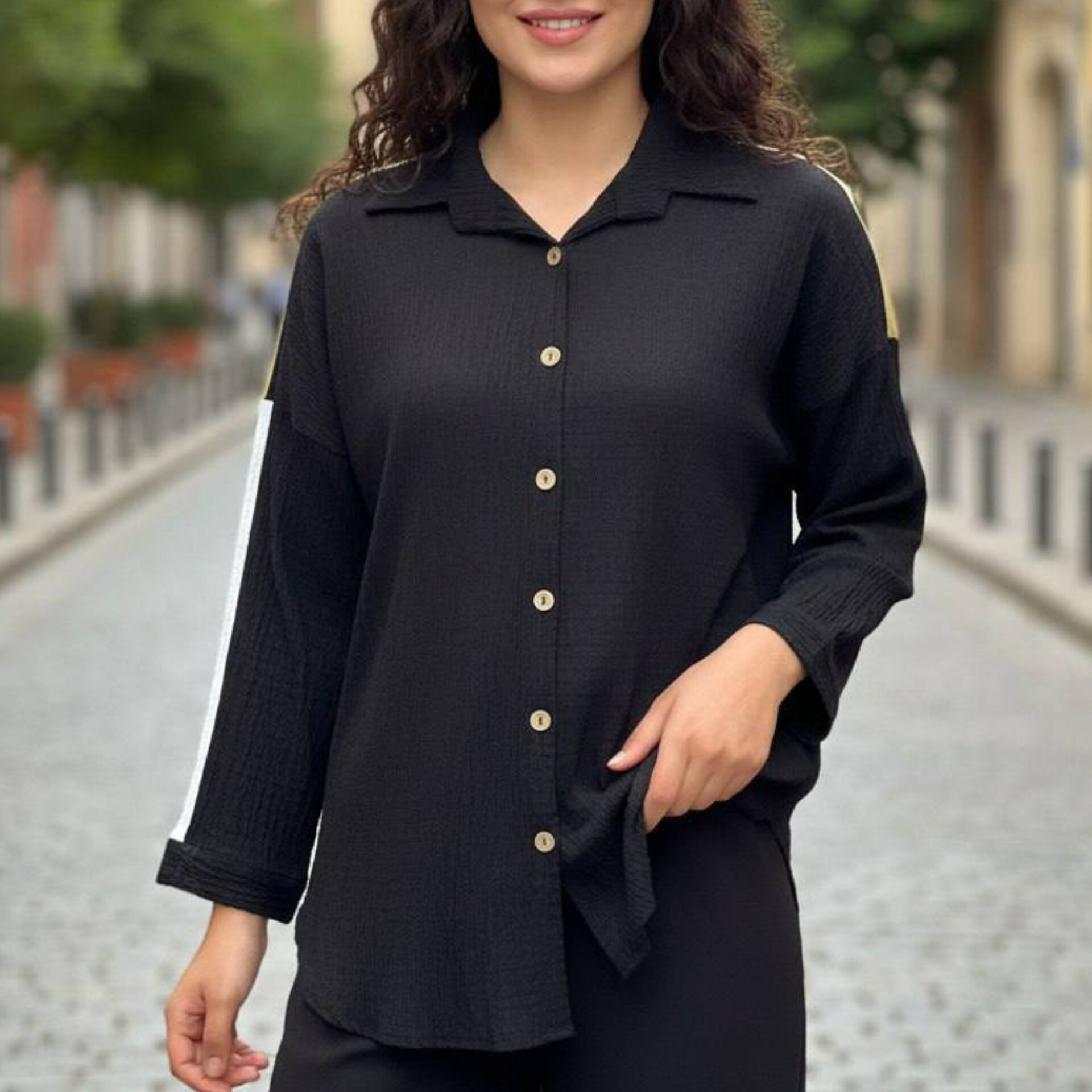 شومیز جلو دکمه چوبی (پک 4 عددی)