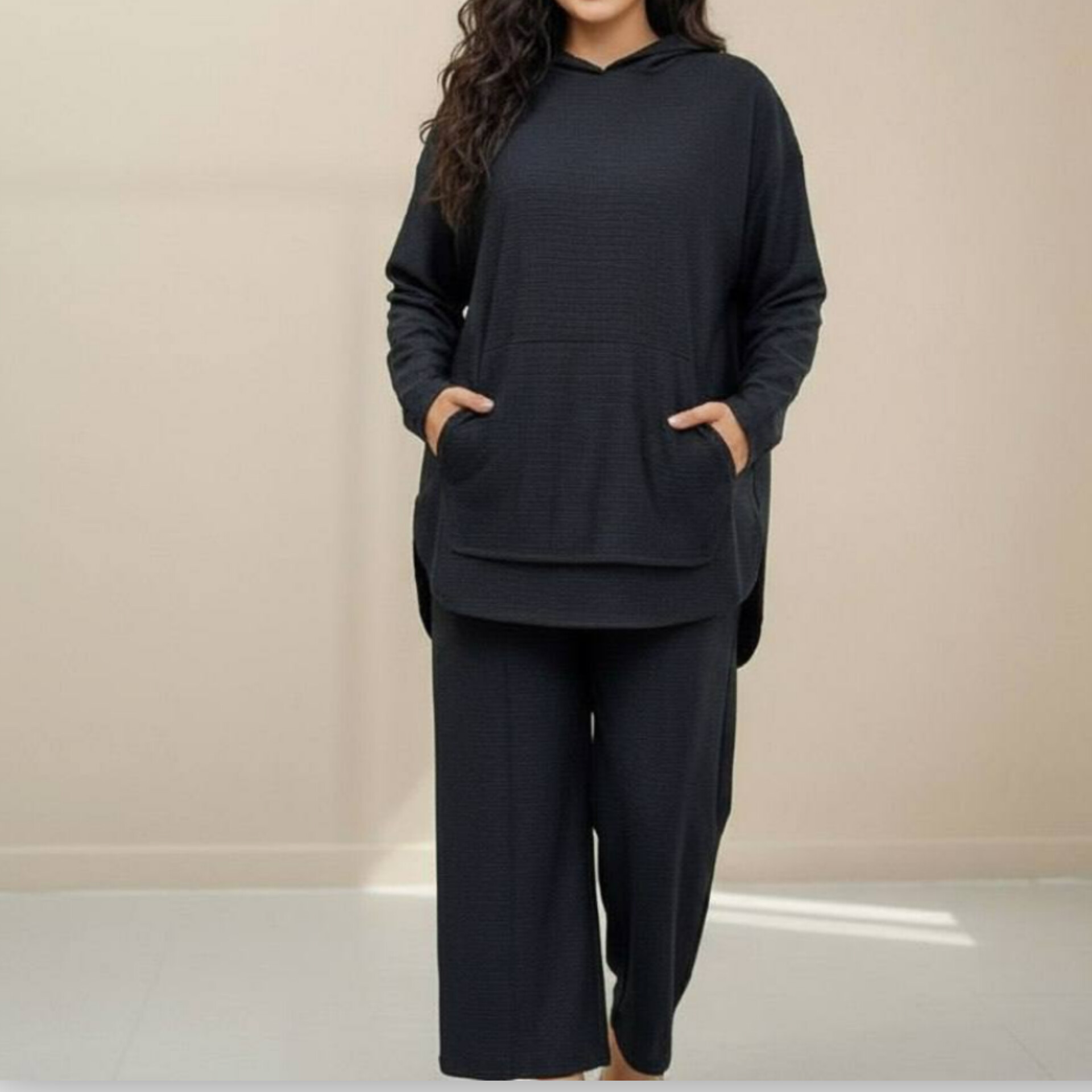 هودی شلوار قواره دار بیسکوییتی ( پک 3 عددی)