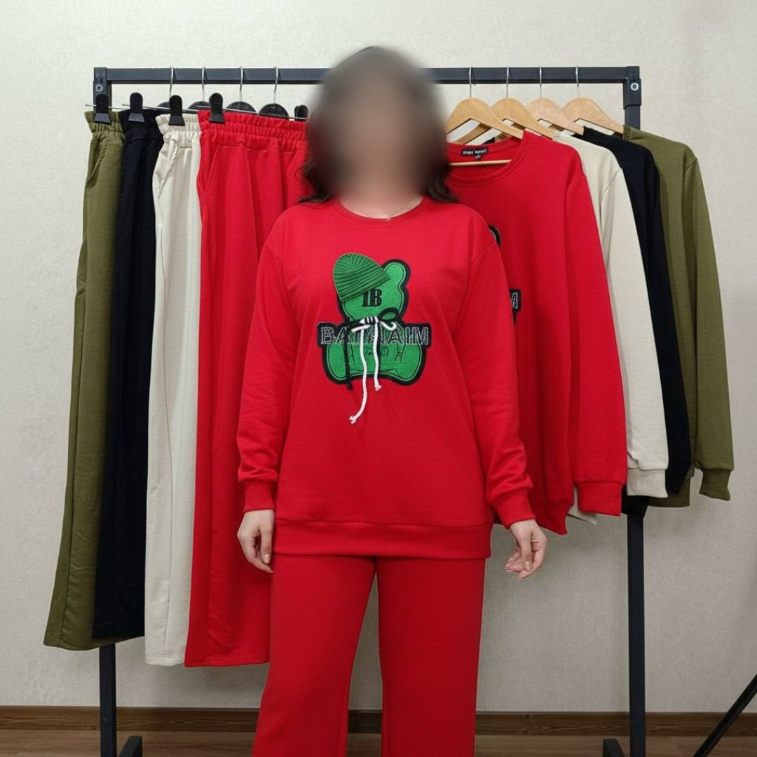 ست بلوز شلوار چاپ برجسته بالمین (پک 4 عددی)