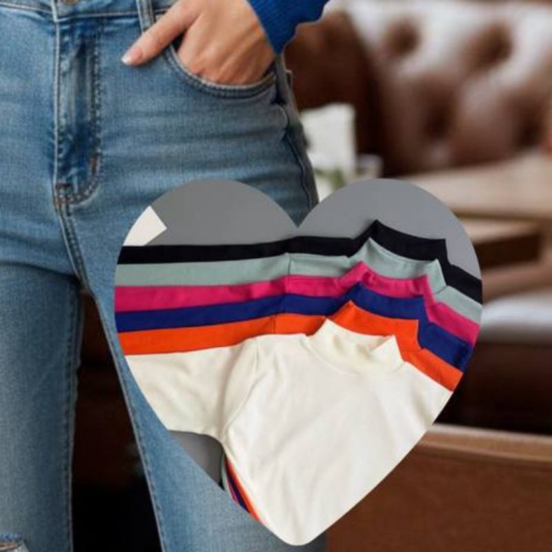 بلوز بیسیک یقه پنج سانت فینگر (پک 6 عددی)