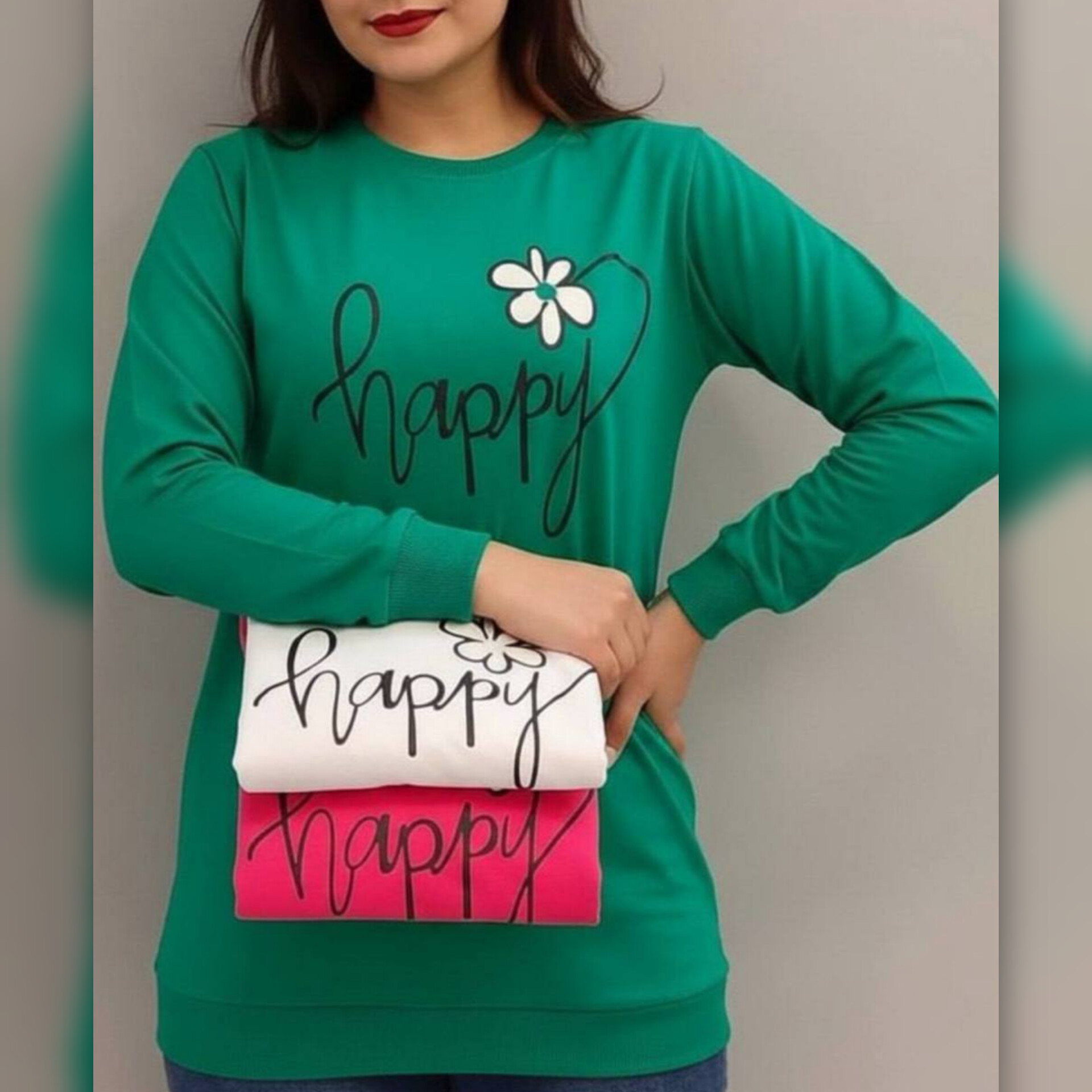 بلوز آستین بلند چاپدار (پک 6 عددی)