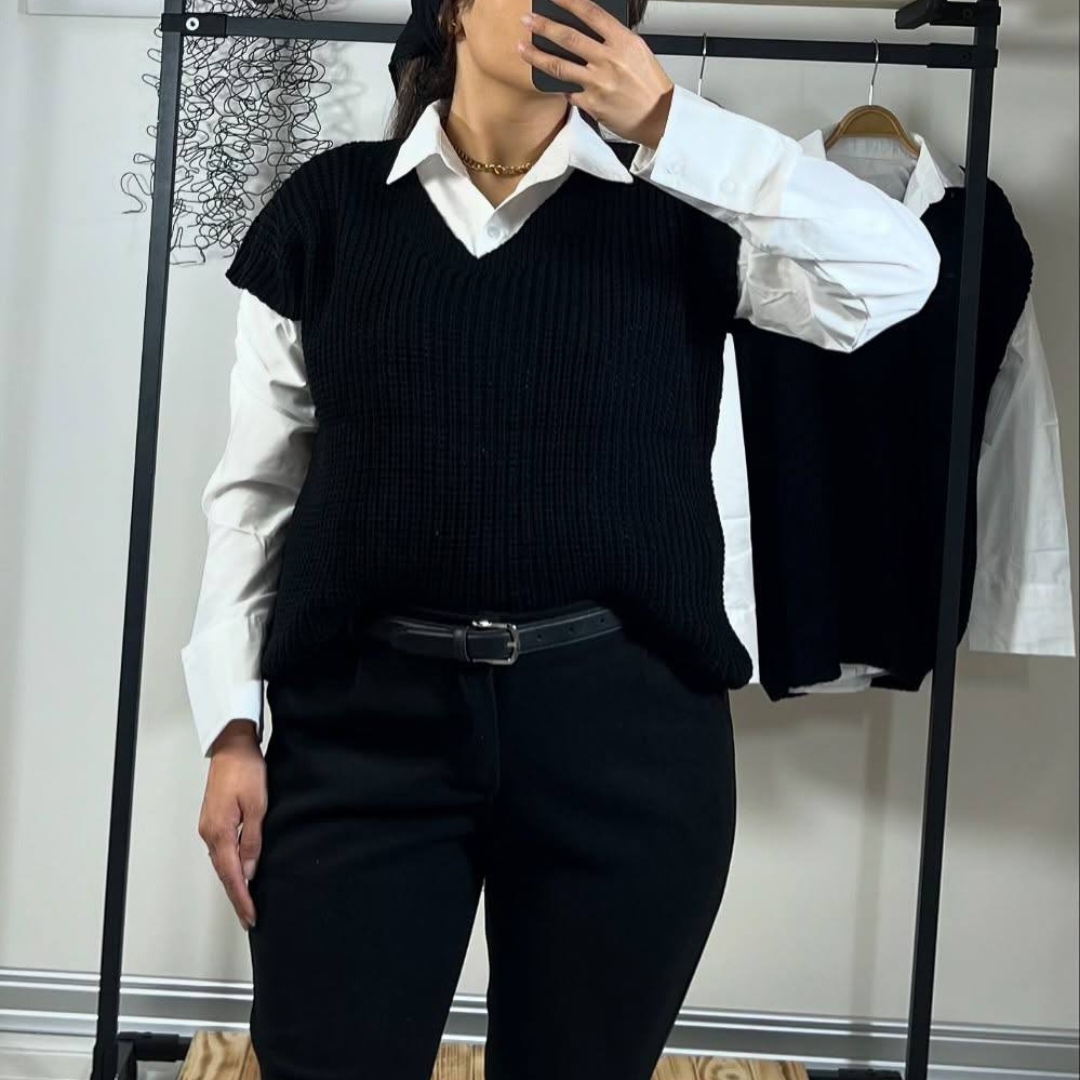 وست بافت قواره دار یقه هفت (پک 4 عددی)