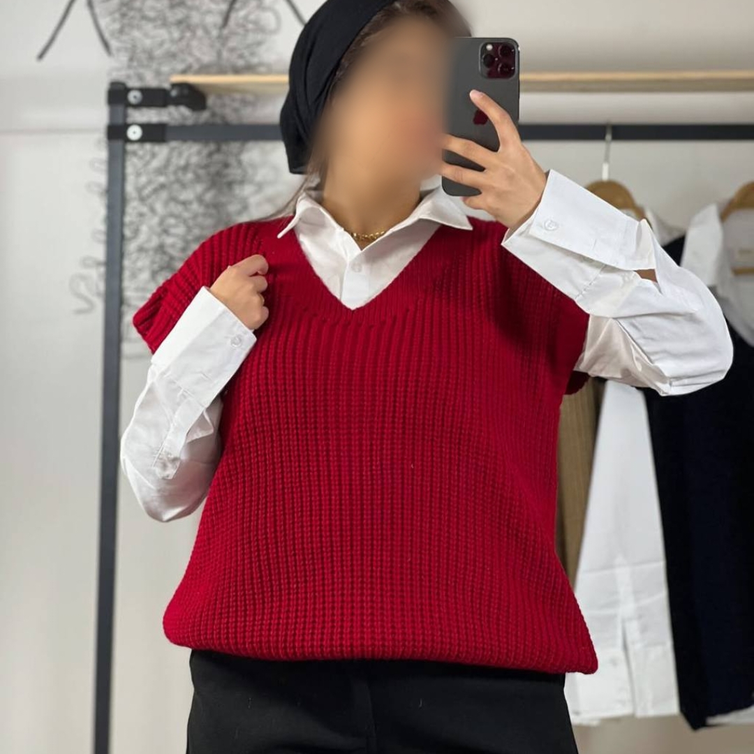 وست بافت قواره دار یقه هفت (پک 4 عددی)