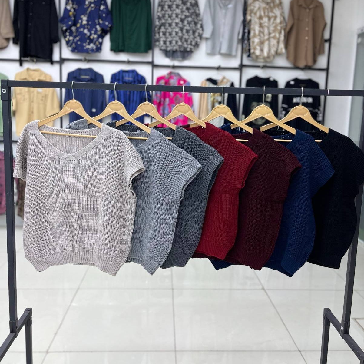 وست بافت قواره دار یقه هفت (پک 4 عددی)