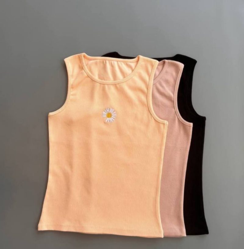 تاپ رکابی گلدوزی بابونه (پک 6 عددی)
