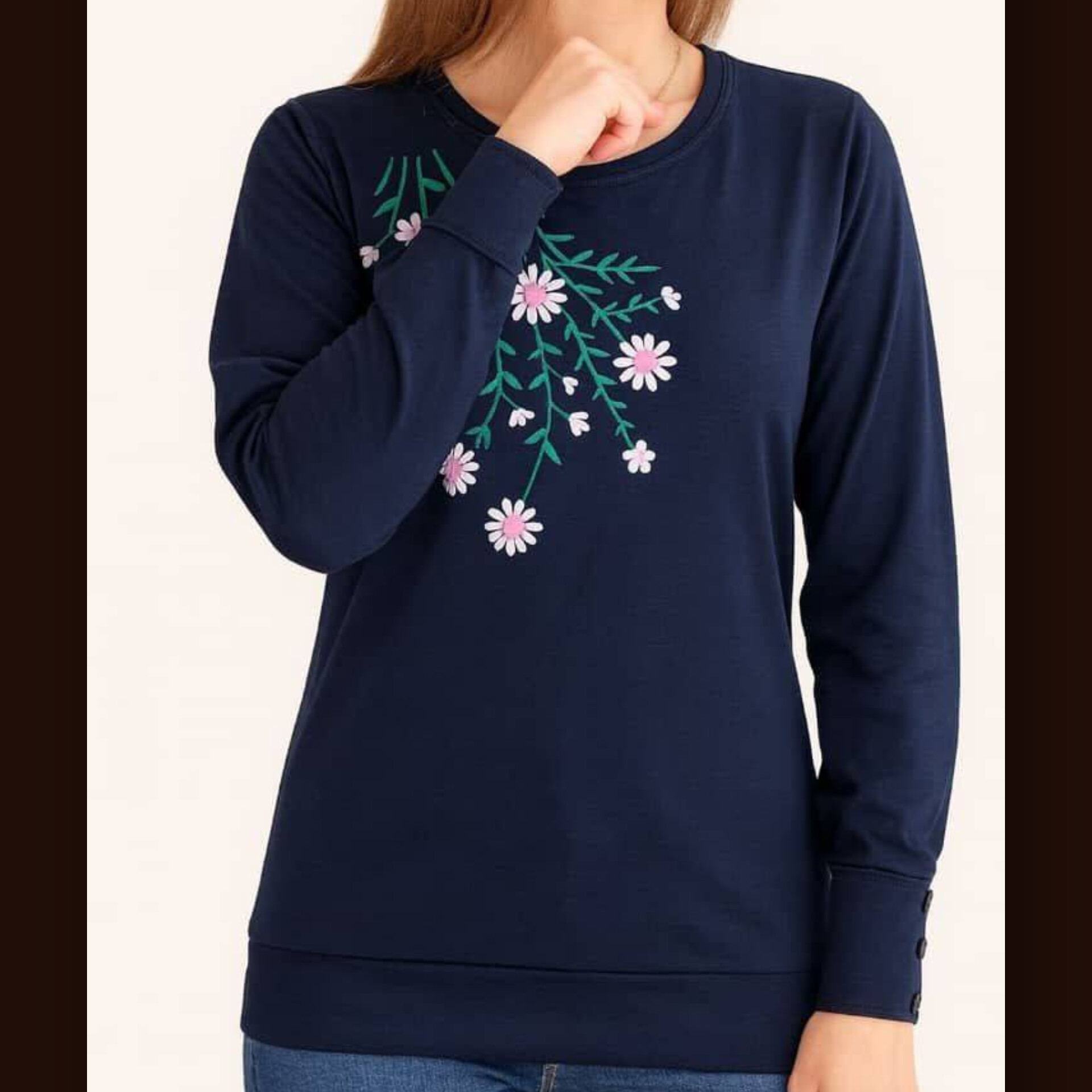 بلوز آستین بلند سینه گل (پک 7 عددی)