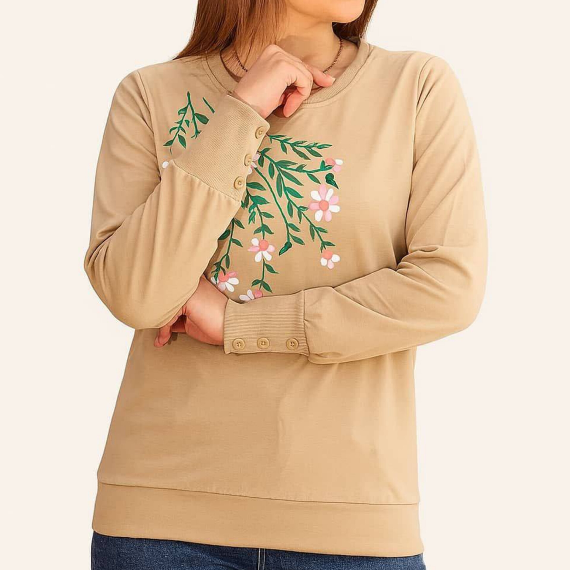 بلوز آستین بلند سینه گل (پک 7 عددی)