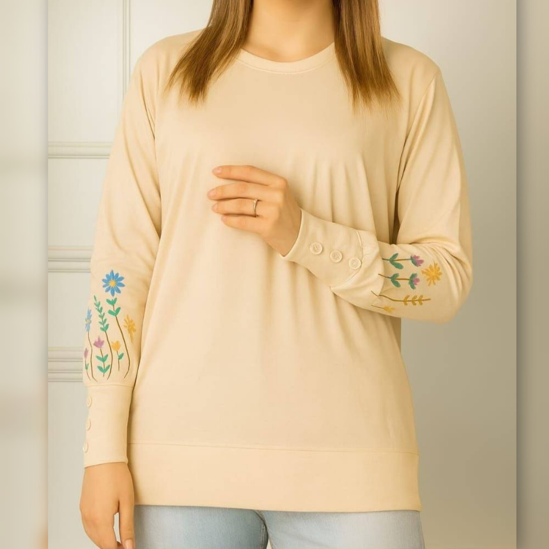 بلوز آستین بلند استین گل (پک 7 عددی)