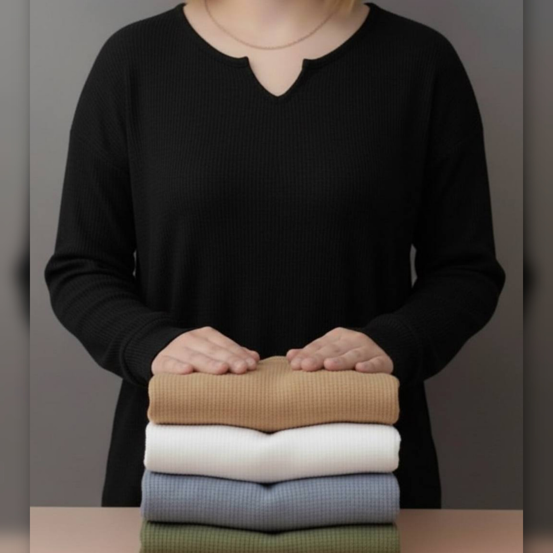 بلوز استین بلند یقه کوبایی (پک 5 عددی)