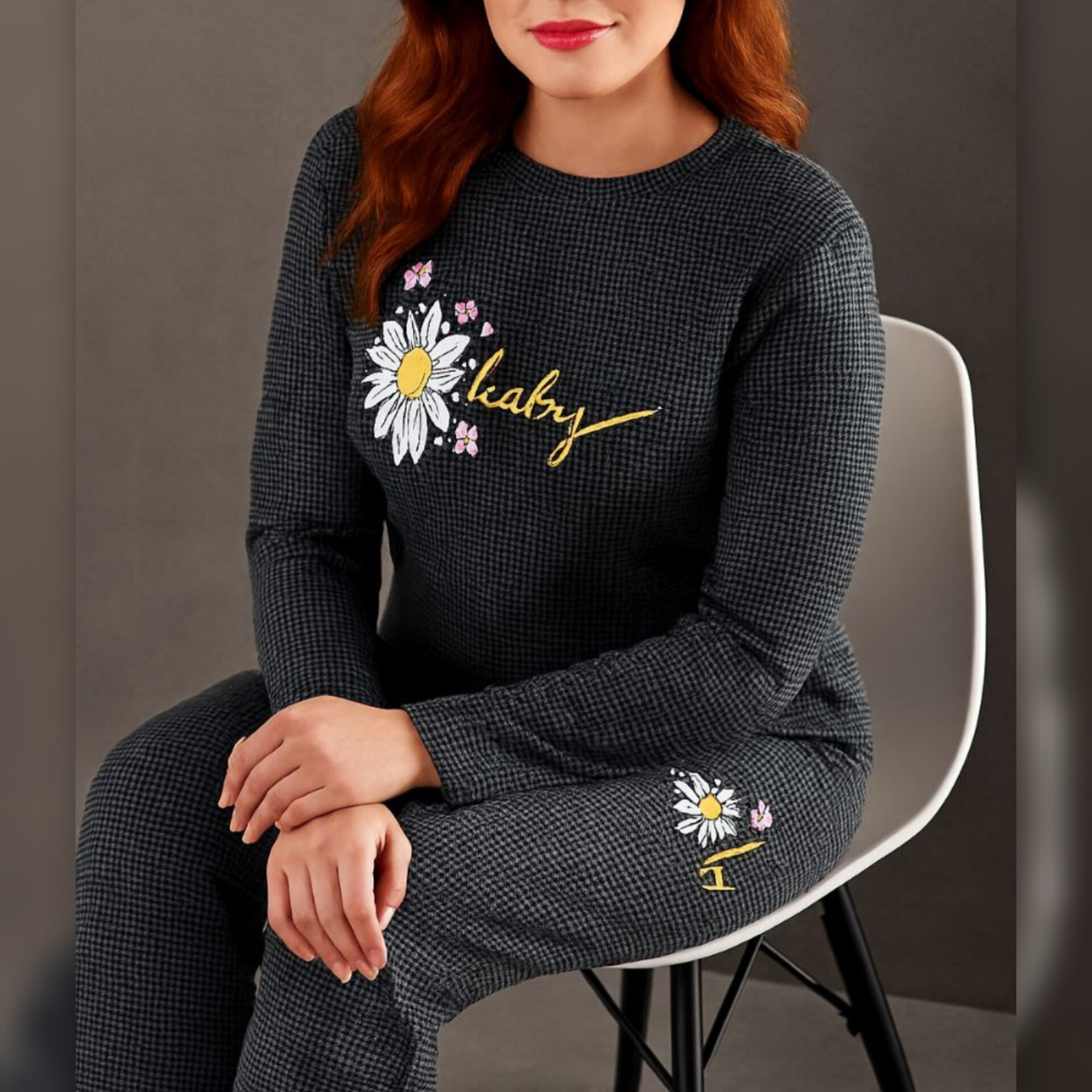 بلوز شلوار استین بلند چاپ دار (پک 4 عددی)