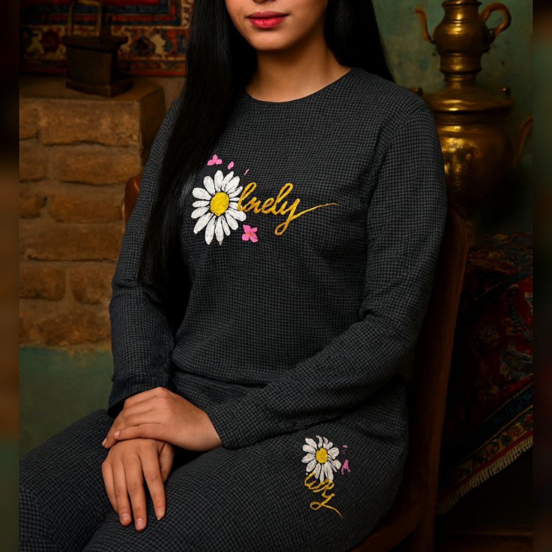 بلوز شلوار استین بلند چاپ دار (پک 4 عددی)