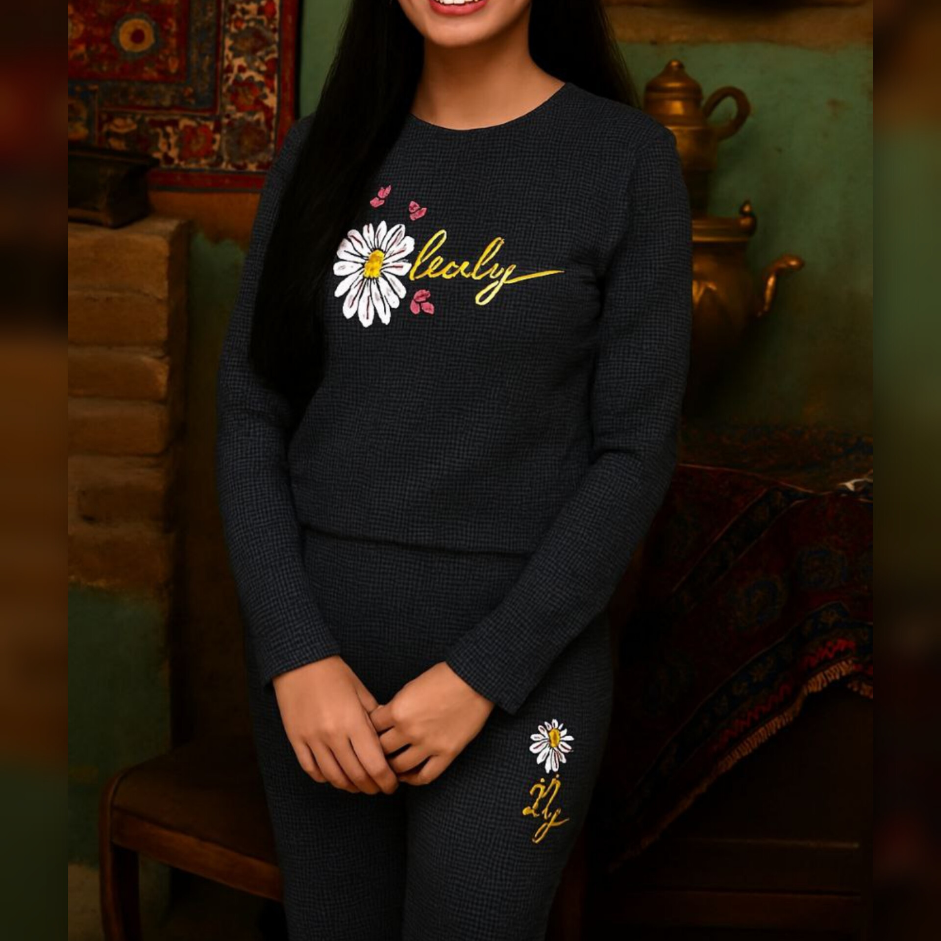 بلوز شلوار استین بلند چاپ دار (پک 4 عددی)