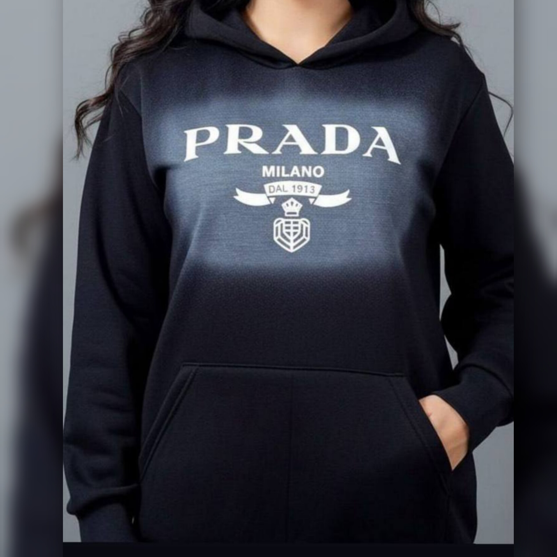 هودی لش مشکی چاپ لویی پرادا (پک 2 عددی)