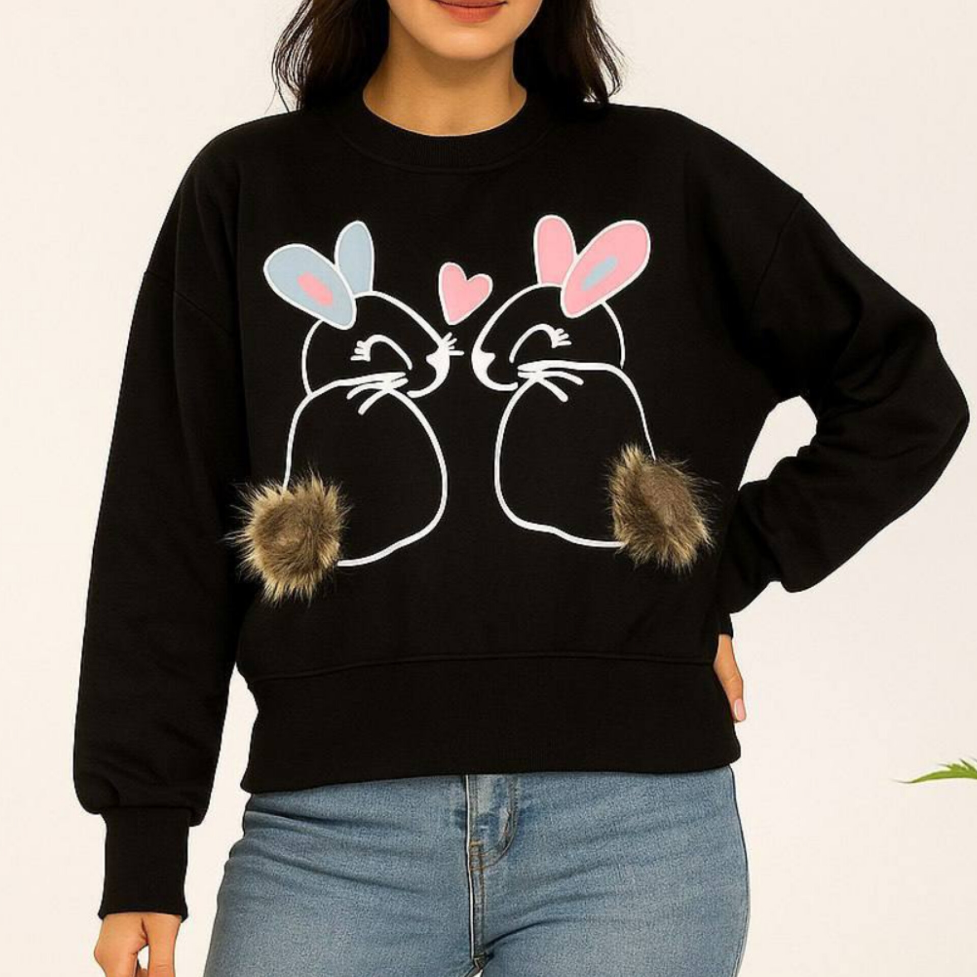 ️کراپ گلدوزی دو خرگوش (پک 6 عددی)