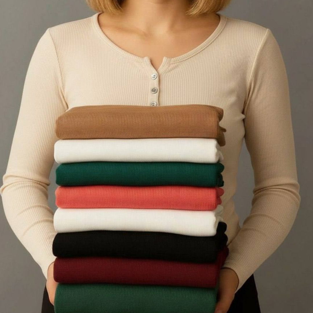 بلوز یقه خشتی بیسیک (پک 5 عددی)