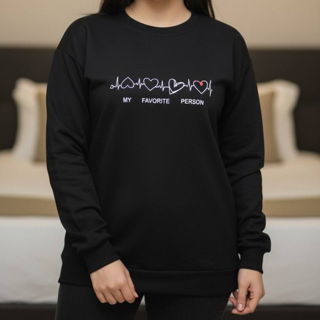 بلوز استین دار چاپ ضربان قلب (پک 7 عددی)