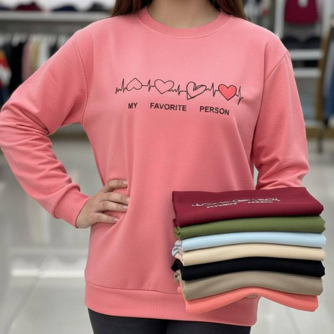 بلوز استین دار چاپ ضربان قلب (پک 7 عددی)