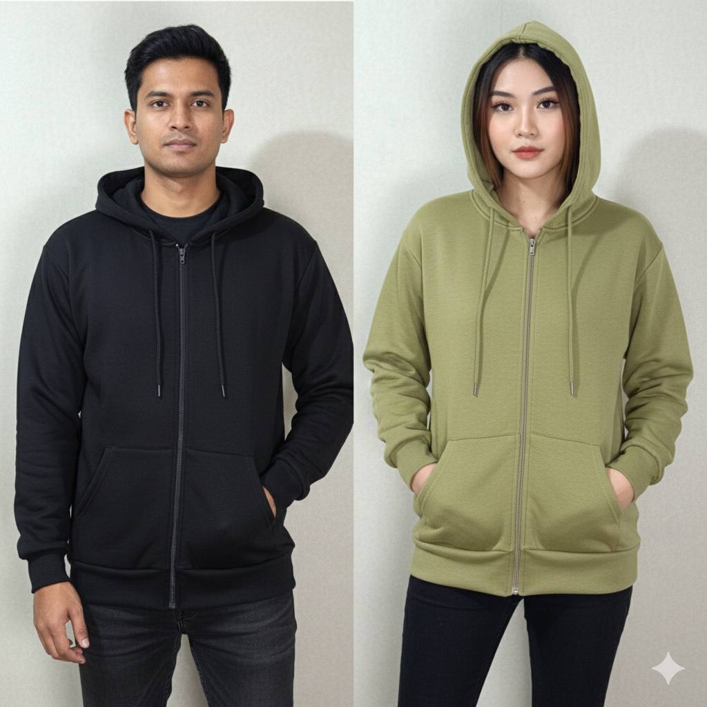 ️سوییشرت کلاهدار جلو زیپ (پک 6 عددی)