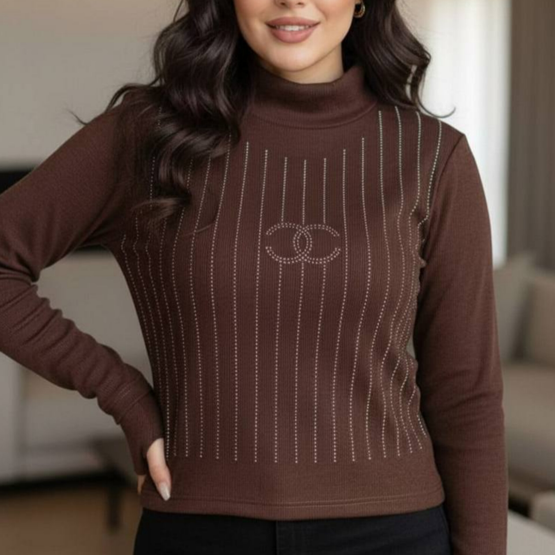 ️نیمتنه استین فینگری نگینی (پک 5 عددی)