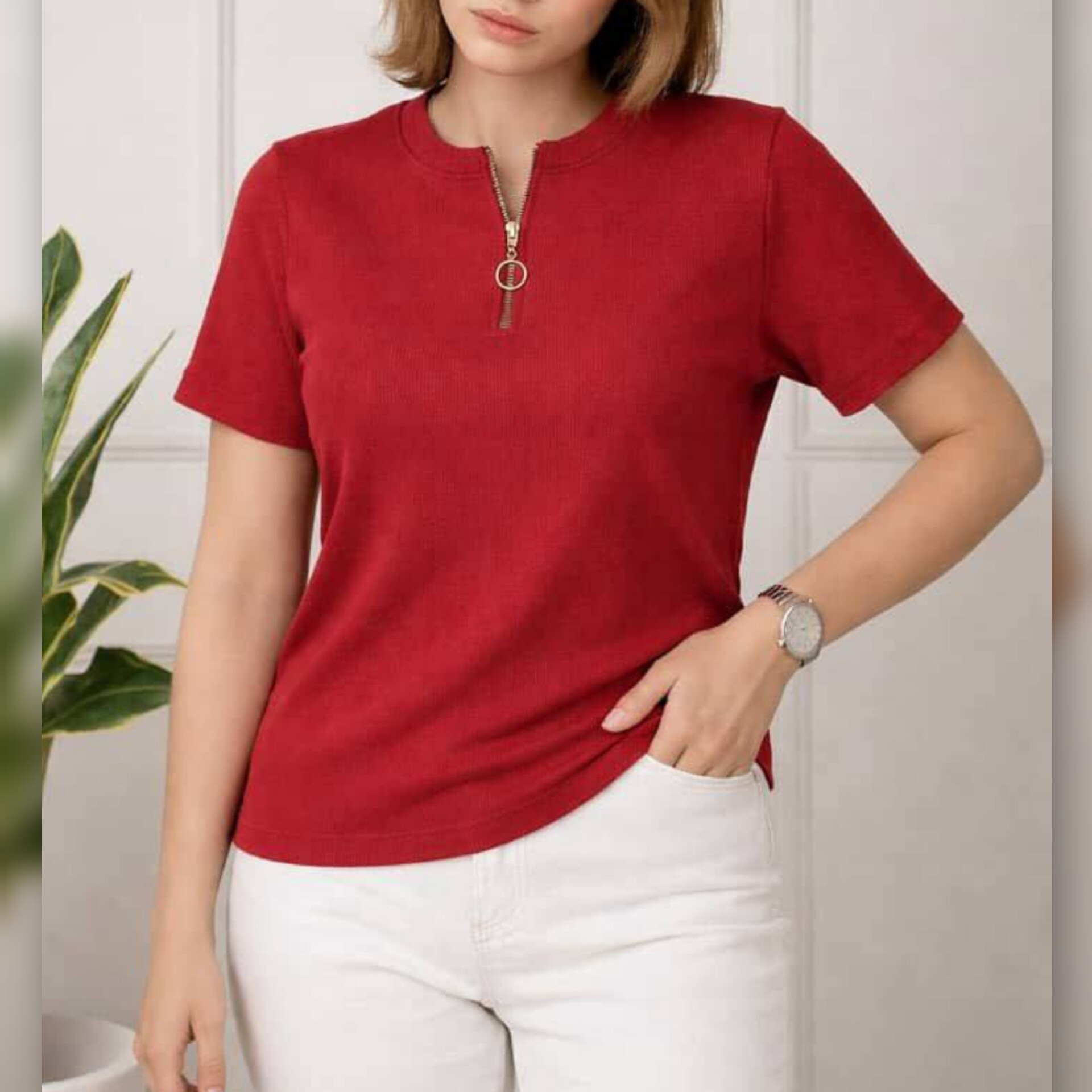 ️تیشرت نیم آستین نیم زیپ (پک 7 عددی)