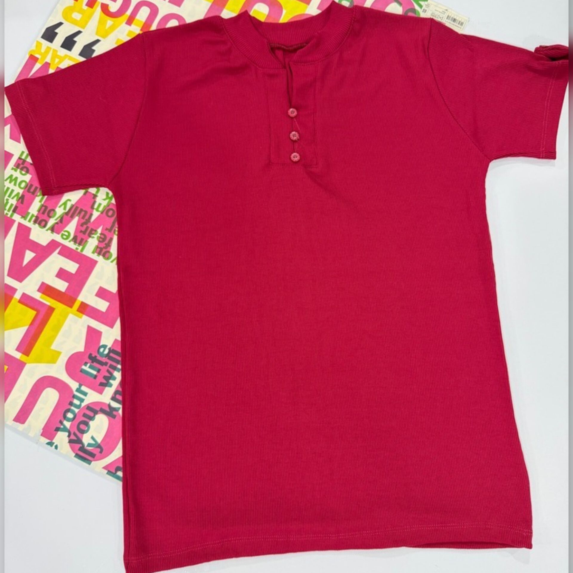 تیشرت یقه ۳ دکمه قاپک دار (پک 6 عددی)