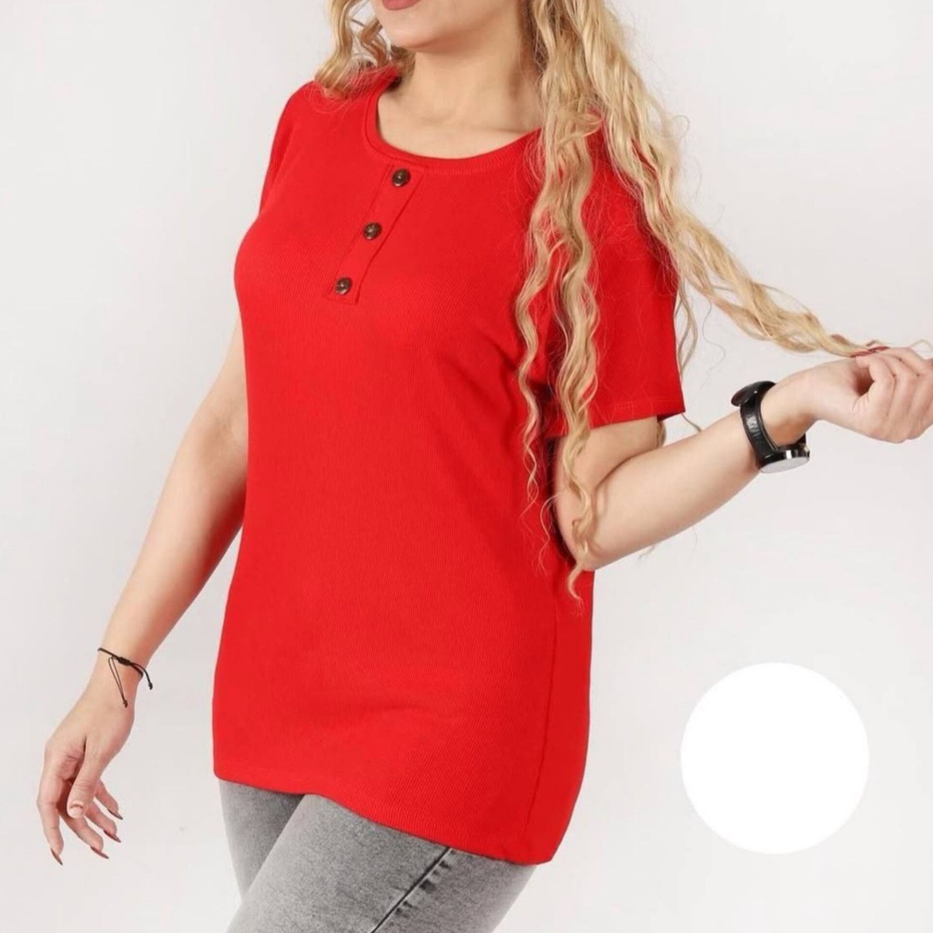 تیشرت جلو ۳دکمه قواره بزرگ (پک 6 عددی)