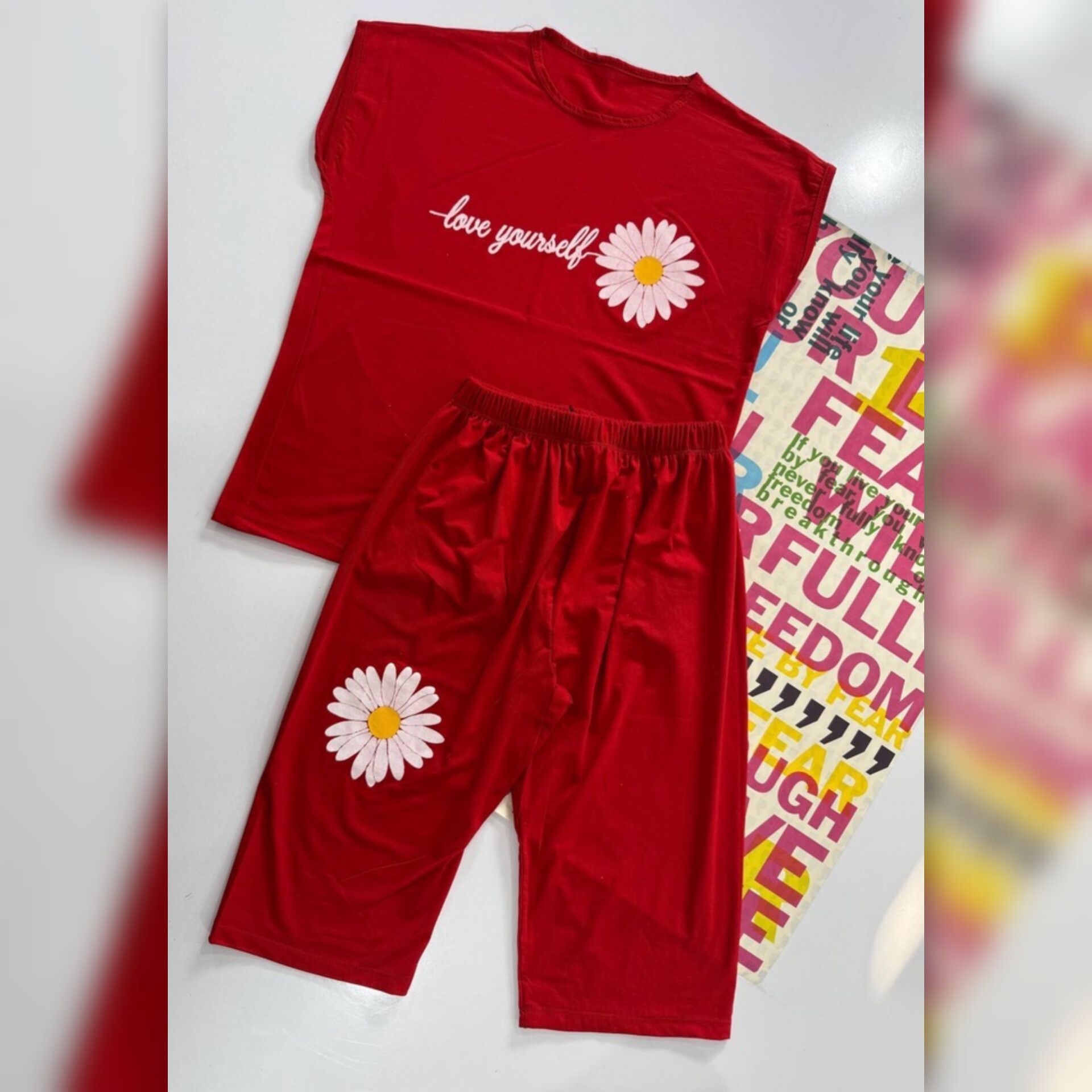 ست تاپ و شلوارک چاپ گل (پک 6 عددی)