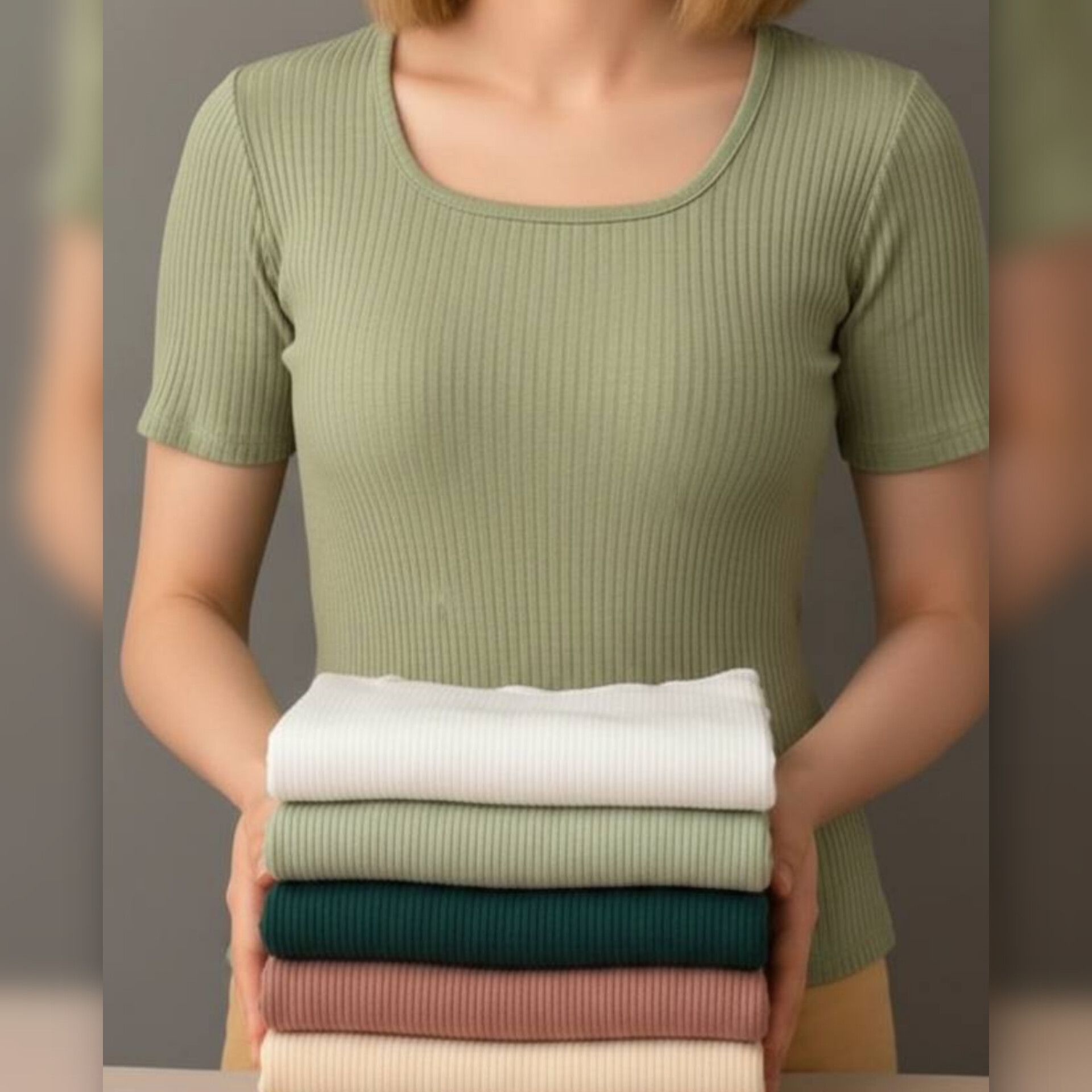 تیشرت نیم استین یقه خشتی (پک 6 عددی)