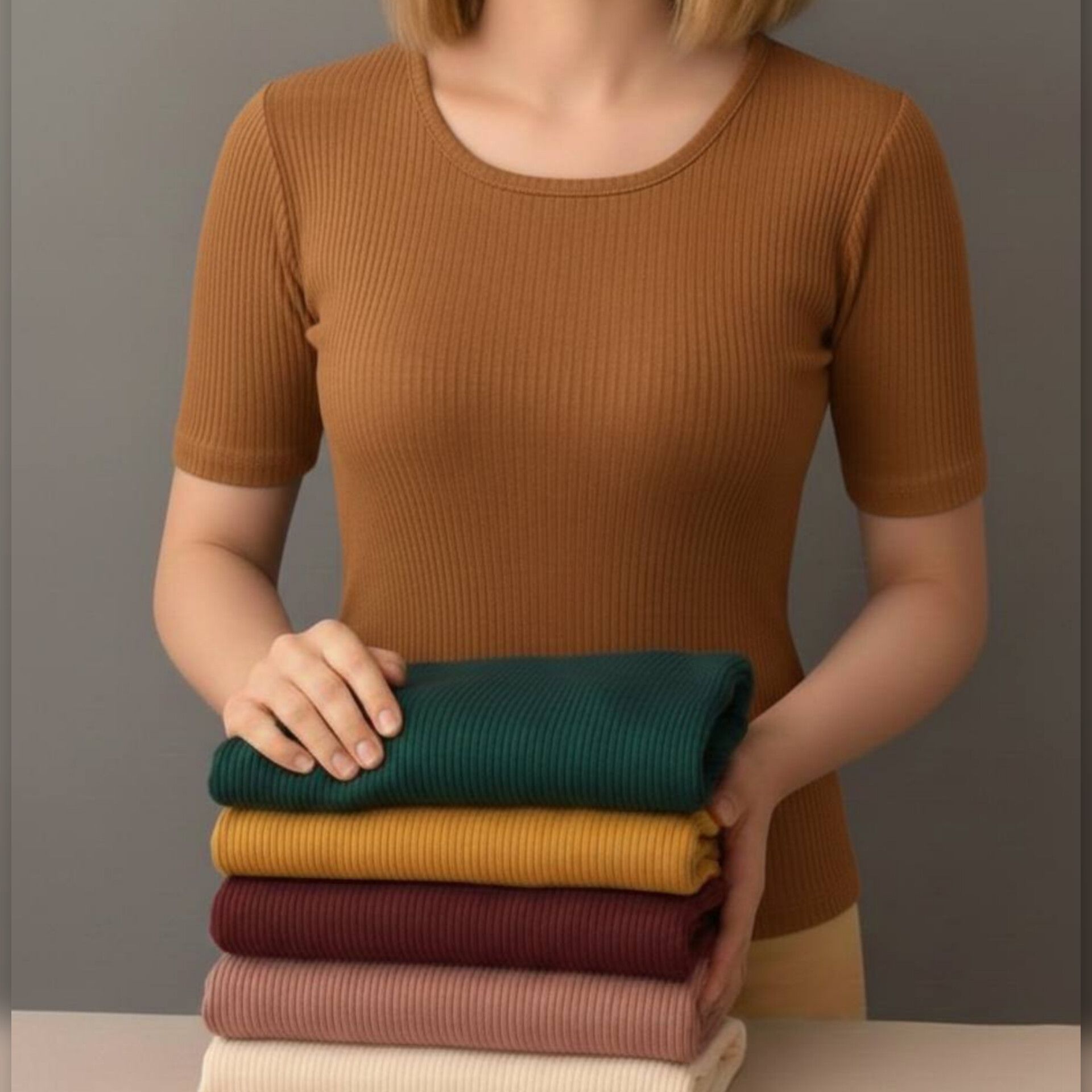 تیشرت نیم استین یقه خشتی (پک 6 عددی)