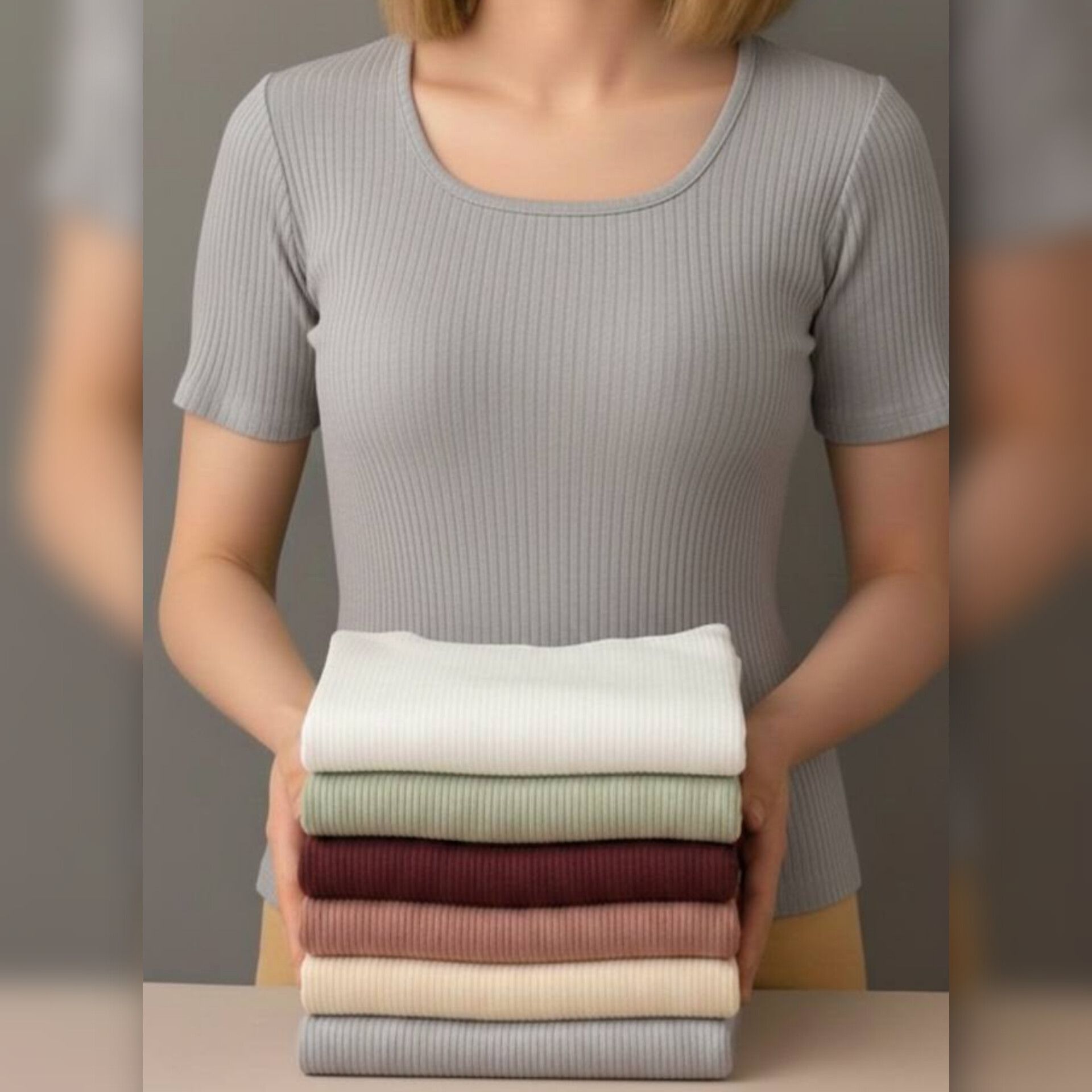 تیشرت نیم استین یقه خشتی (پک 6 عددی)