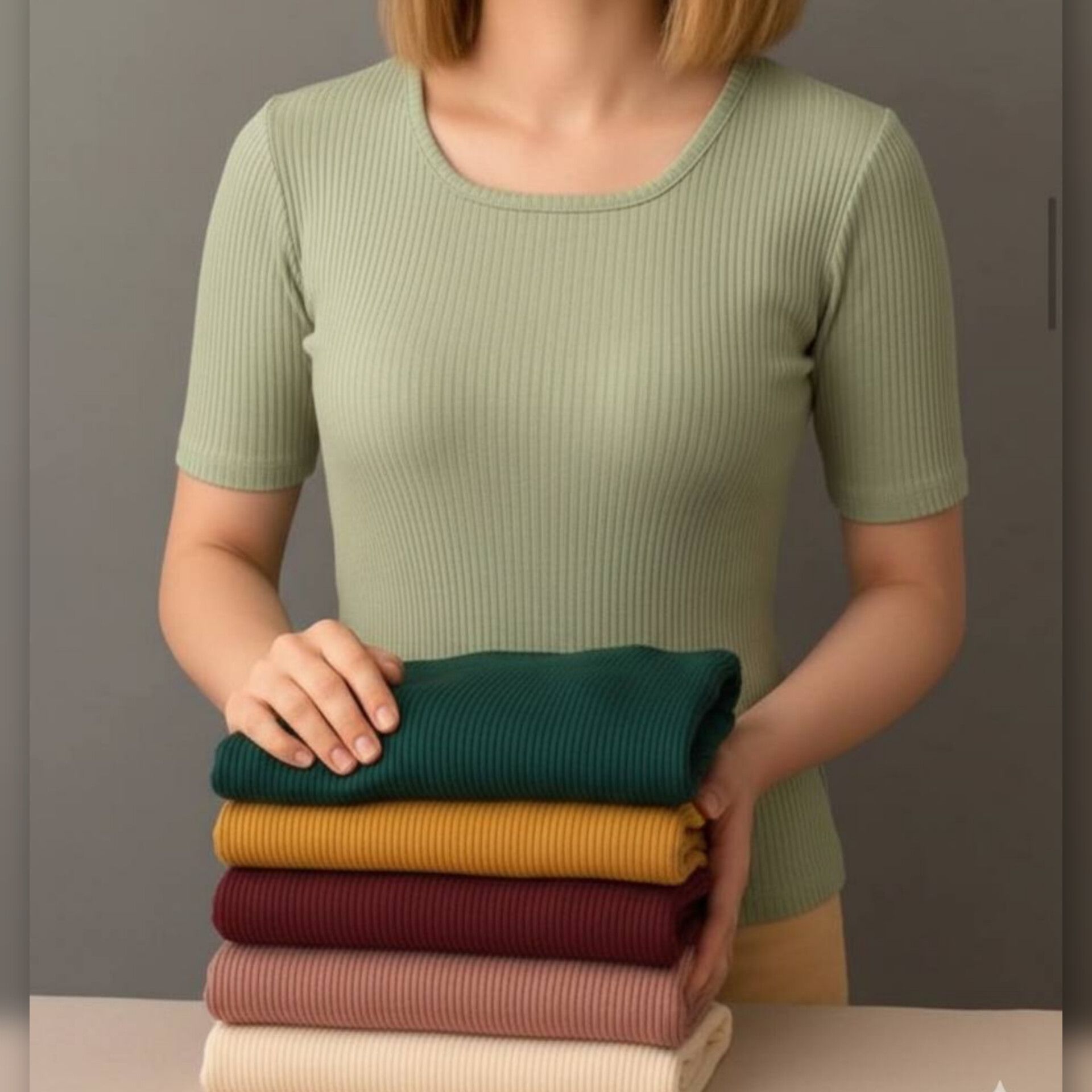 تیشرت نیم استین یقه خشتی (پک 6 عددی)