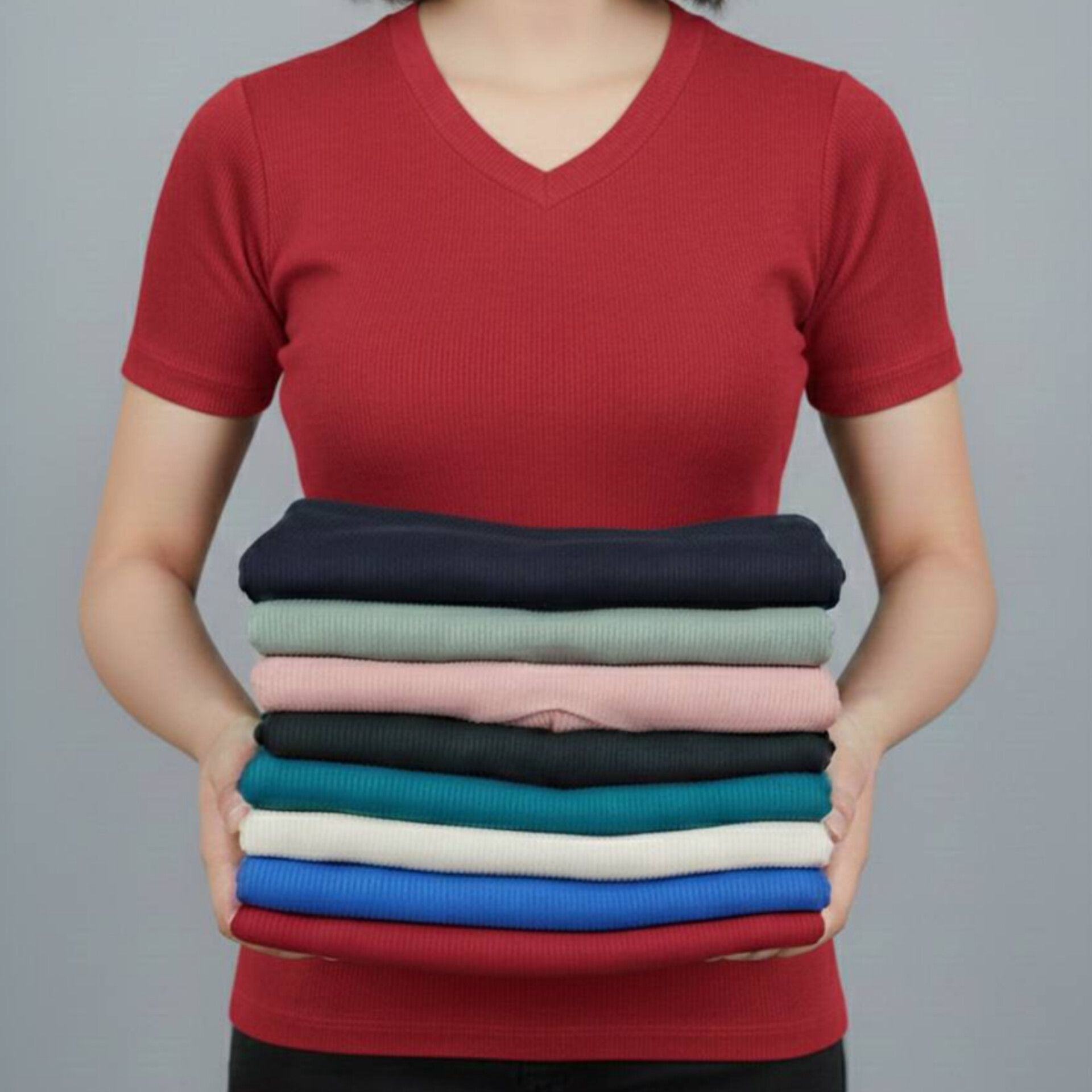 تیشرت بیسیک یقه هفت (پک 5 عددی)