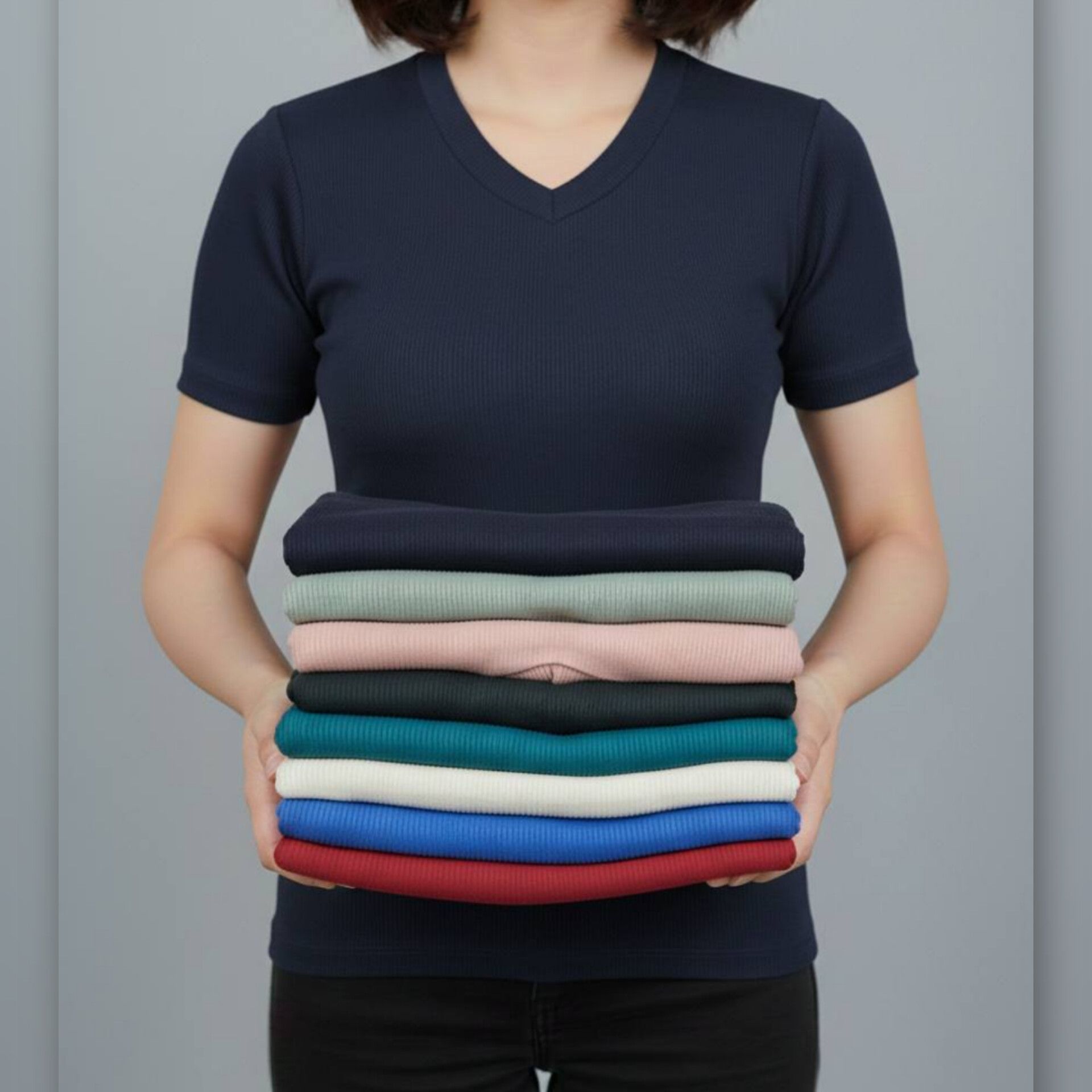 تیشرت بیسیک یقه هفت (پک 5 عددی)