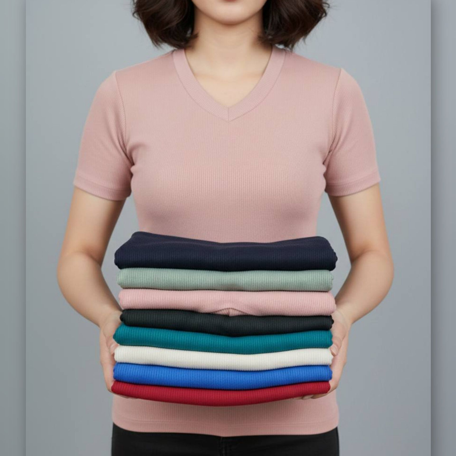 تیشرت بیسیک یقه هفت (پک 5 عددی)