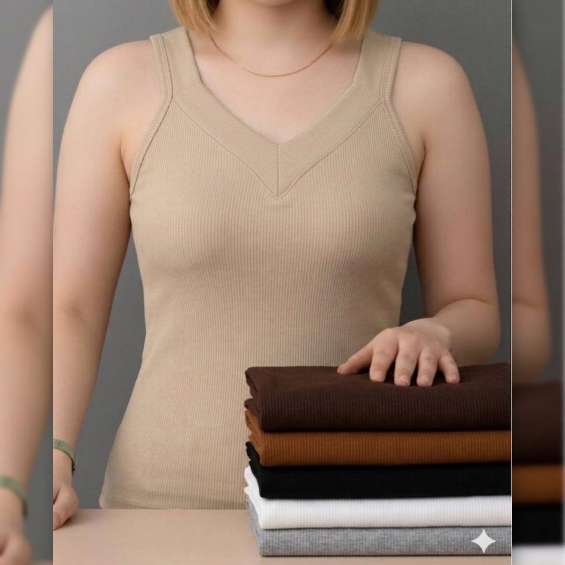 تاپ یقه دلبر رنگ نود (پک 6 عددی)
