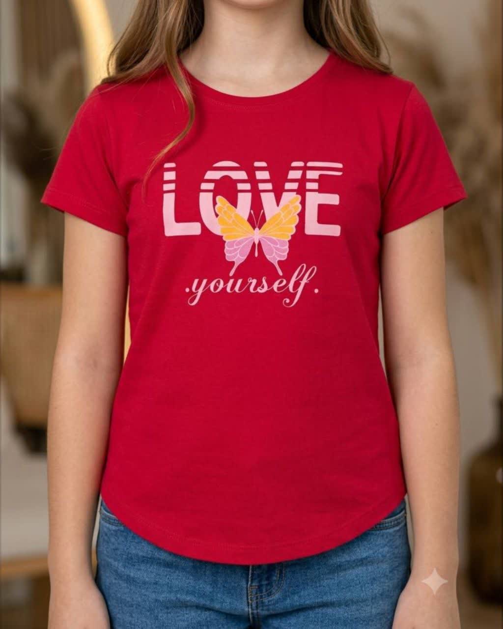 تیشرت استین سرخود LOVE (پک 5 عددی)