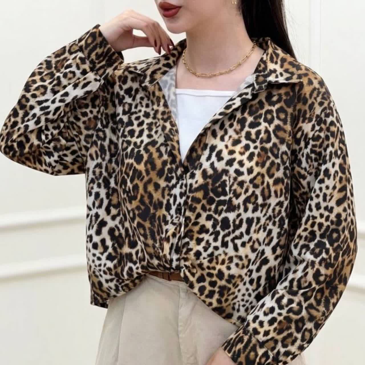شومیز جلو گره پلنگی نگینی (پک 4 عددی)