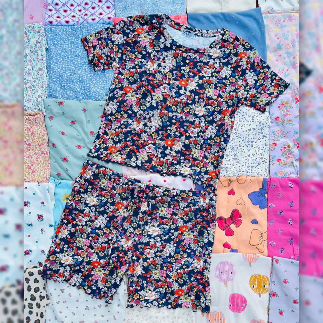 ست کراپ و شورتک zara (پک 6 عددی)